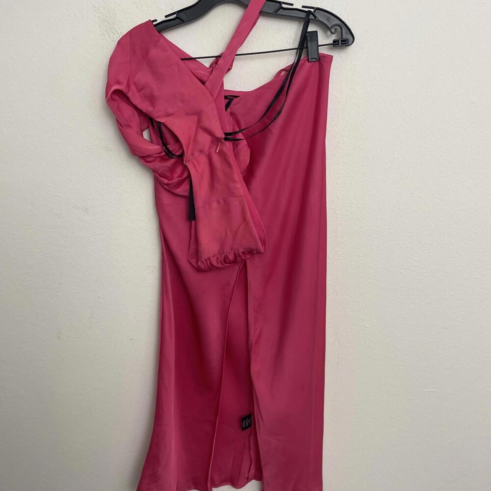 NBD Misha One Shoulder Cutout Midi Dress pink SIZE M NWT $238msrp - Picture 6 of 8